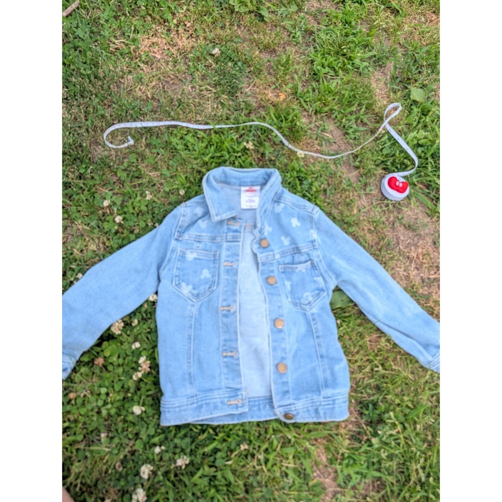 Disney 4T Light Wash Denim Minnie & Mickey Mouse All Over Print Jean Jacket